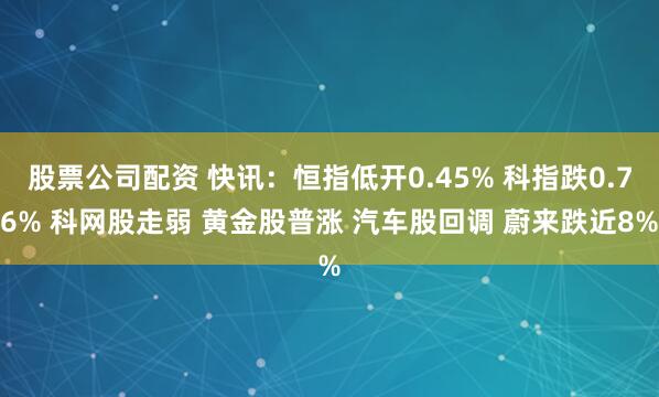 股票公司配资 快讯：恒指低开0.45% 科指跌0.76% 科网股走弱 黄金股普涨 汽车股回调 蔚来跌近8%